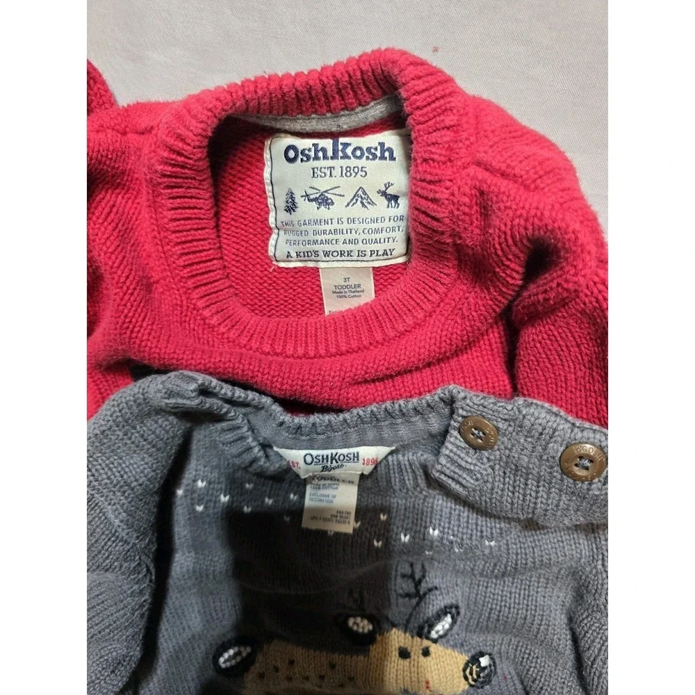 OshKosh B'Gosh Train Rein Deere Sweater Pants 3 T Red Sweater Lot Of 4